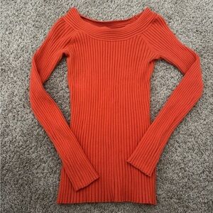 Chadwicks Wide Neck Women’s Sz S Long Sleeve Ribbed Pullover Sweater Orange